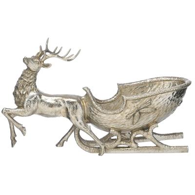 Small Luxury Grey Reindeer & Sleigh